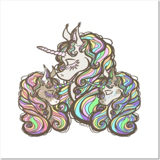 Mother of Twins Unicorn (Boy and Girl) Posters and Art